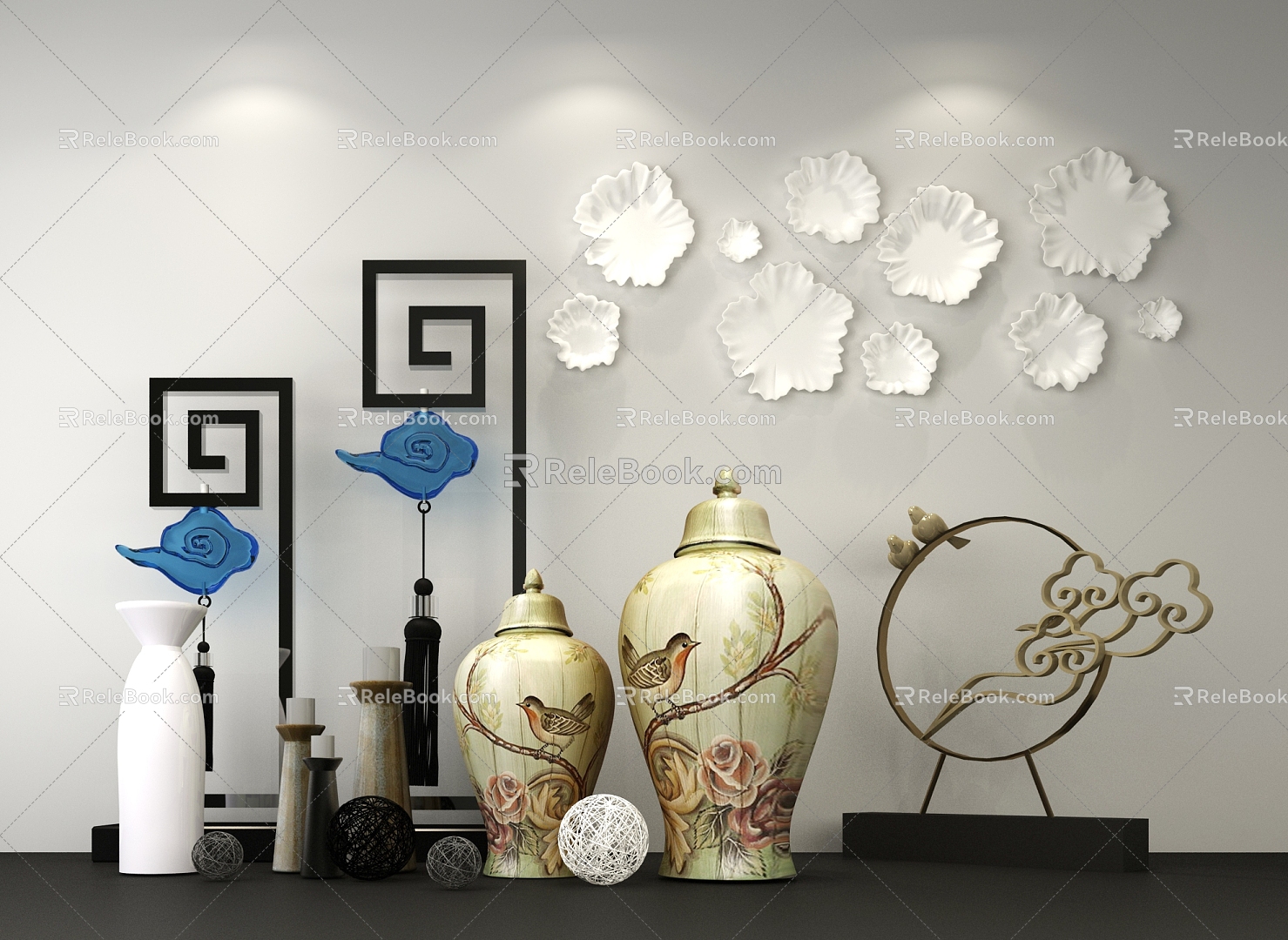 New Chinese Zen Ornaments Combination 3d model