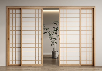 Japanese-style sliding door 3d model