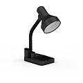 Black Adjustable Desk Lamp With Clip Base And Spring Structure White Shade