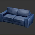 Blue Velvet Two Seater Modern Sofa With Sleek Armrests And Plush Cushions
