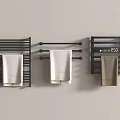 Bathroom Small Accessories Black Wall Mounted Towel Racks With White And Gray Towels