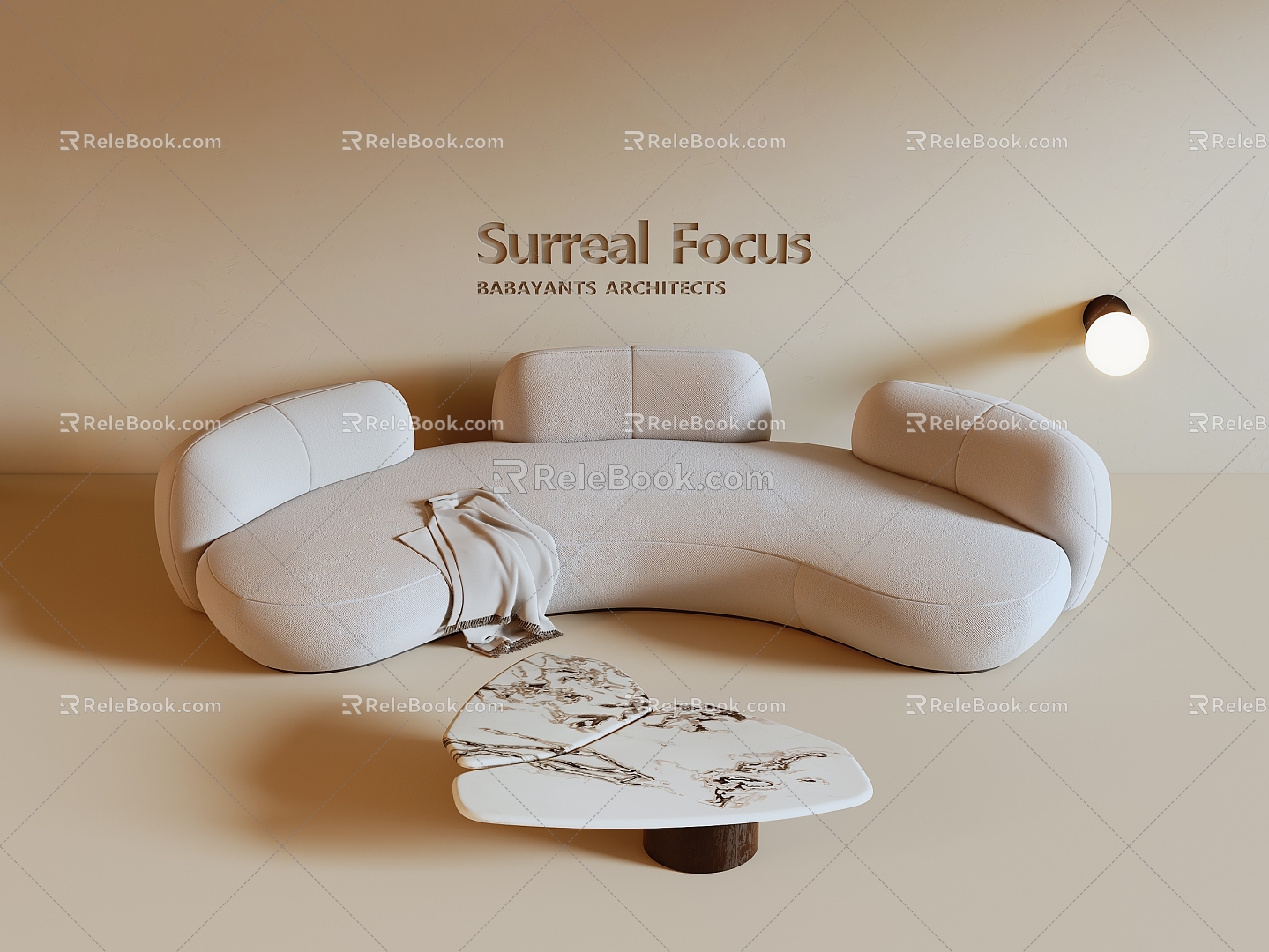 Multi-person sofa curved sofa sofa 3d model