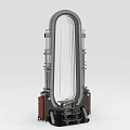 Vertical Transparent Glass Tube Structure With Metal Base And Support Frame