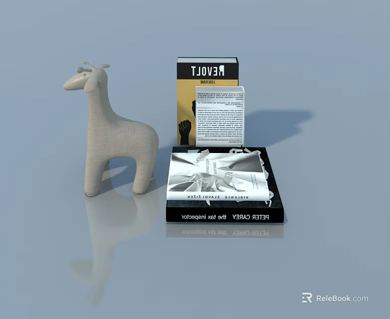 Interior Scene Featuring Swing Door Giraffe Doll TUDOR Box and Art Book 3d model 