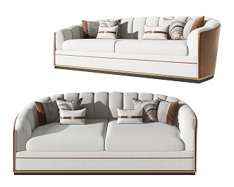 Modern Double Sofa Leather Double Sofa Creative Sofa Combination 3d model