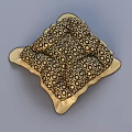 Cream Colored Polka Dot Decorative Cushion With Quilted Design And Brown Trim