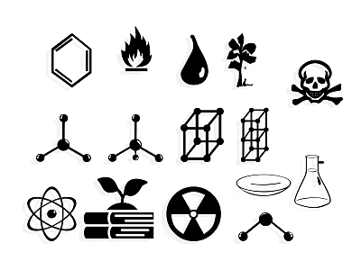 Science Themed Wall Decor With Molecular Structures Atomic Models And Lab Symbols 3d model