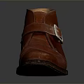 Brown Leather Ankle Boots with Classic Buckle Strap Design and Dark Durable Sole
