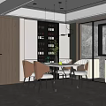 Modern Restaurant Interior With Wooden Door White Cabinets Wine Rack And Marble Floor