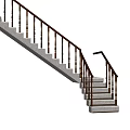 Modern Indoor Staircase With Gray Steps And Brown Handrail Turning Design