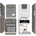 Modern Household Appliances Including Water Dispensers And Coffee Machines With Digital Screens