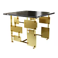 Modern Console Table With Black Marble Top And Golden Geometric Base