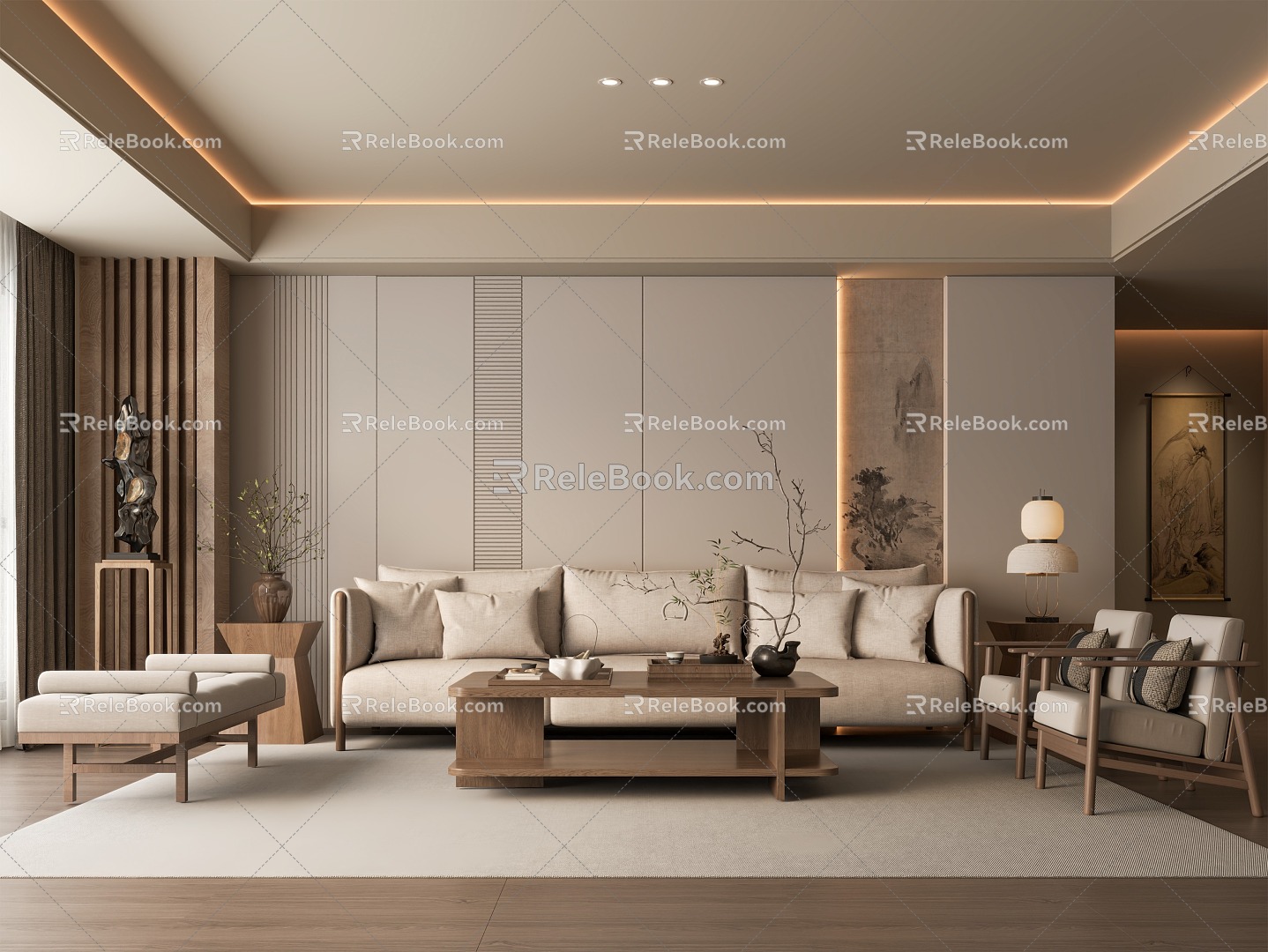 Zen Style Living Room Living Room New Chinese Style Living Room New Chinese Zen Style Living Room 3d model