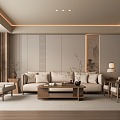 Zen Style Living Room Living Room New Chinese Style Living Room New Chinese Zen Style Living Room 3d model