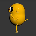 Yellow Cartoon Game Movie Character With Big Eyes Standing Pose And Round Body
