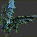 Fantasy Dragon Character With Blue And Black Scales And Glowing Blue Wings Design