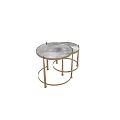 Elegant Gold Round Coffee Tables With Nested Metal Frame Modern Design 3d model