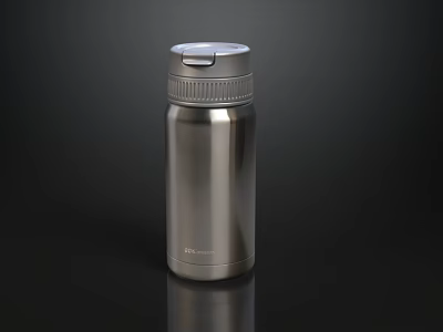 Sleek Stainless Steel Vacuum Insulated Portable Water Bottle With Convenient Carry Tab For Outdoor Use 3d model