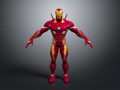 Iron Man 3D Rendered Game Movie Character With Red And Gold Armor Design 3d model