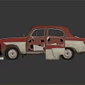 Vintage Red Car With Open Doors Hood And Exposed Interior Details
