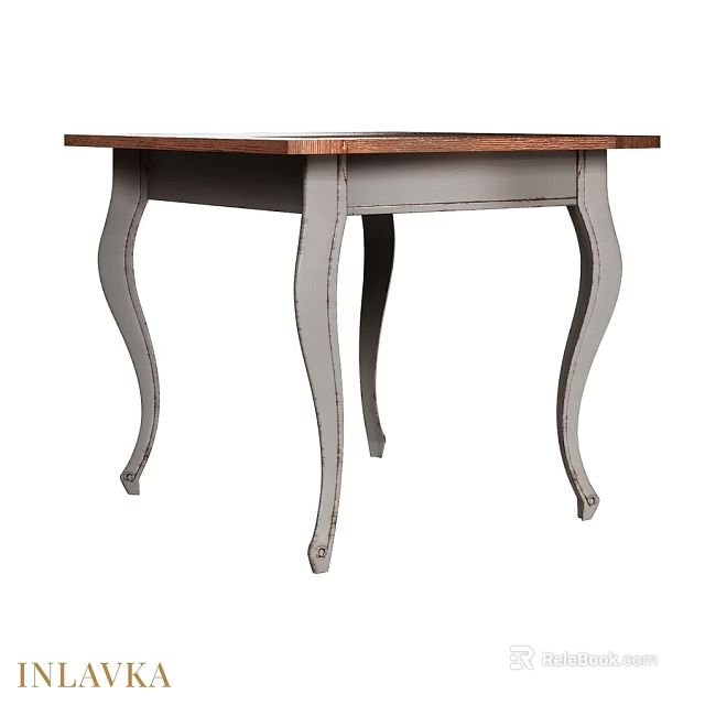 Elegant Dining Table With Wooden Top And Grey Curved Legs Design 3d model 