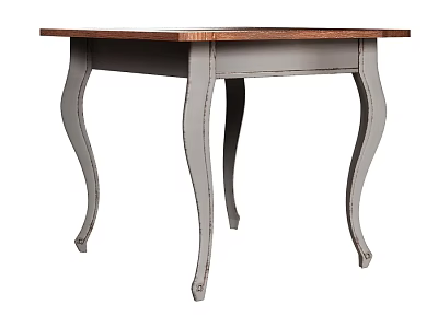 Elegant Dining Table With Wooden Top And Grey Curved Legs Design 3d model