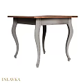 Elegant Dining Table With Wooden Top And Grey Curved Legs Design