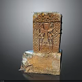 Ancient Architectural Carving With Intricate Relief Patterns Orange Red Stone And Weathered Base