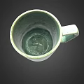 Green Ceramic Mug With Unique Square Handle And Matte Surface Texture 3d model