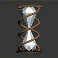 Elegant Hourglass With Wooden Spiral Frame And Transparent Crystal Body For Home Decor