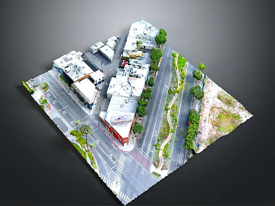 Detailed 3D Urban Block Model With Buildings Streets Trees And Parked Cars 3d model