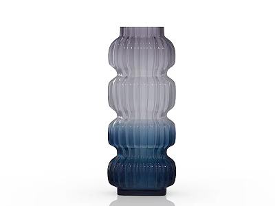 Modern Decorative Glass Vase With Gradient Color And Ribbed Texture 3d model