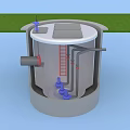 Industrial Equipment Cylindrical Storage Tank With Ladder Pipes Top Platform And Outdoor Setting