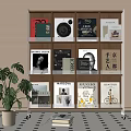 Middle Ancient Bookshelf Magazine Rack Mobile Bookshelf Books 3d model