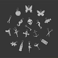 Silver Fashion Accessories With Various Shapes Including Butterflies Keys Anchors And Reflections