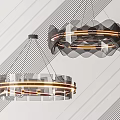 Modern Wave Shaped Chandeliers With LED Strip Lights And Metallic Frame 3d model