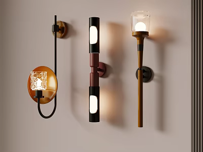 Modern Wall Lamps With Different Design Styles And Glass Elements 3d model