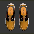 Yellow Casual Shoes with Black White Accents Orange Laces Thick Textured Sole