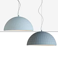 Modern Dome Shaped Light Gray Fabric Pendant Lights Hanging from Ceiling Illuminated 3d model