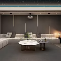 Modern Home Theater Room Interior With Starry Ceiling Projector Large Screen And Comfortable Sofa 3d model