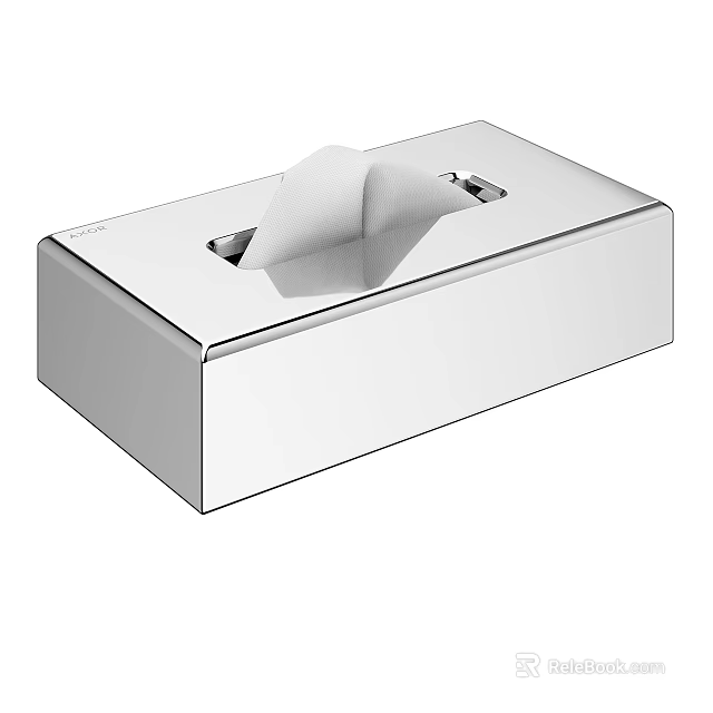 Stainless Steel Modern Tissue Box Holder With White Tissue Inside 3d model 
