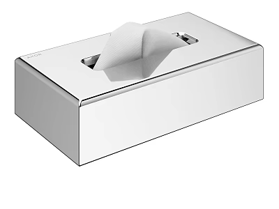 Stainless Steel Modern Tissue Box Holder With White Tissue Inside 3d model