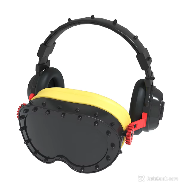 Safety Goggles With Earmuffs Yellow Black Design For Workplace Protection 3d model 