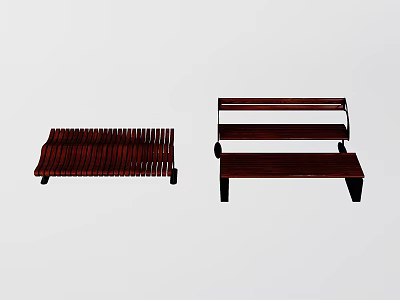 Wooden Outdoor Chairs With Modern Slatted Seats And Curved Backrests Design 3d model