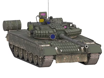 Military Camouflage Armored Tank Featuring Turret Gun Barrel Antenna And Track Details 3d model
