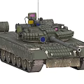 Military Camouflage Armored Tank Featuring Turret Gun Barrel Antenna And Track Details