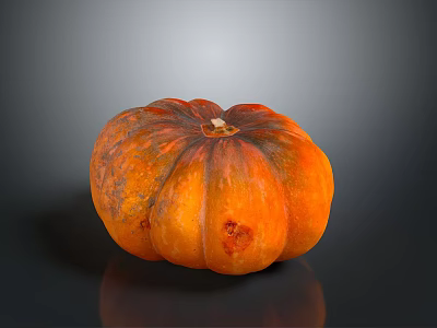 Single Textured Orange Pumpkin With Glossy Finish On Dark Background For Household Decor 3d model
