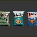 Assorted Snack Packages Including BCM Potato Chips Nibbles Salt Vinegar and Doritos Cool Ranch