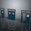 Teal Metal Frame Doors With Glass Windows Featuring Three Styles One Open Design 3d model