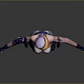 Futuristic Female Character With Orange Hair Blue Cap Purple Armor And Black Outfit